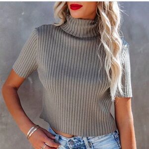Janice Ribbed Turtle Neck Top